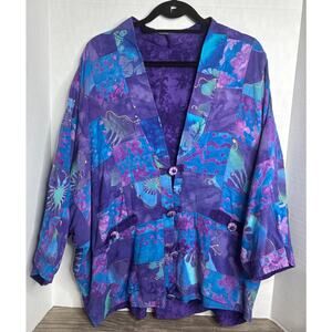 Tropical Tantrum OS Batik Patchwork Women's Kimono Style Jacket Pockets